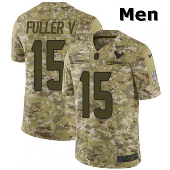 Men Nike Houston Texans 15 Will Fuller V Limited Camo 2018 Salute to Service NFL Jersey